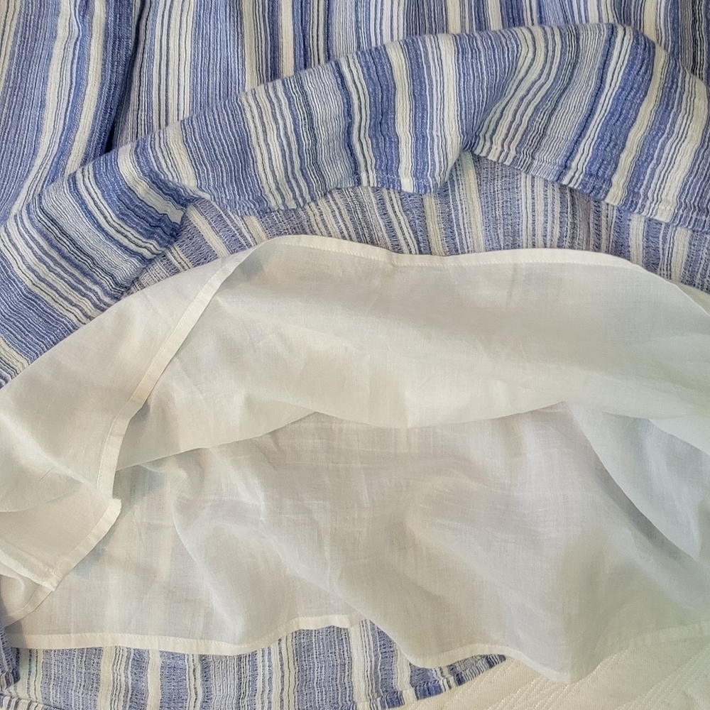 J Jill 100% Cotton Blue White Striped Sleeveless Tiered Dress With Tassels Med - Picture 7 of 12
